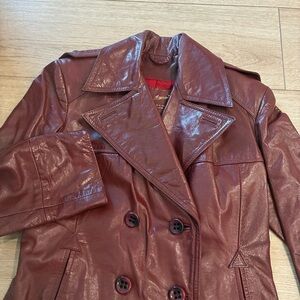Etienne Aigner Deep Red Leather Jacket
